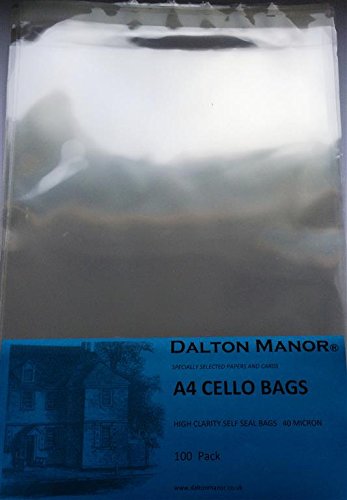 Bolsas de celofán A4 – Paquete de 100 – Cristal transparente – 40 micras de grosor de alta calidad – envío el mismo día