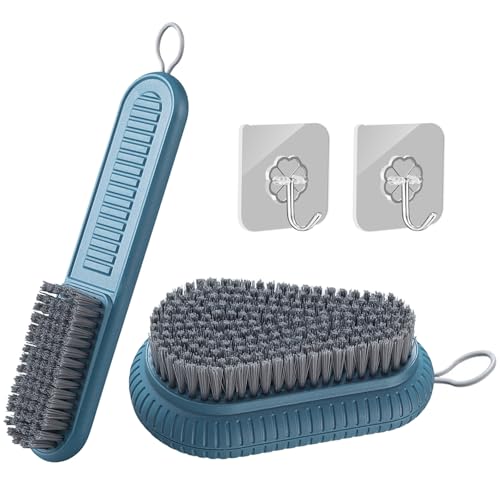 NIYATA 2Pcs Cleaning Brush Soft,Cleaning Multi Purpose Scrubbing Soft,Laundry Cleaning Brush,Shoe Brush with Handle,Laundry Scrub Brush for Home,Clothes,Shoes