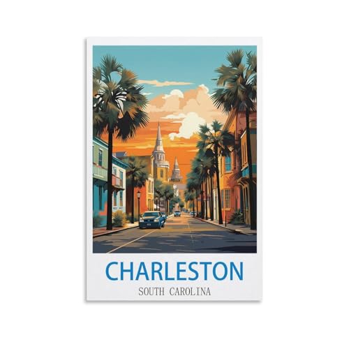 Poster voyage Charleston NABIQUE pour une déco salon vintage et évasion garantie