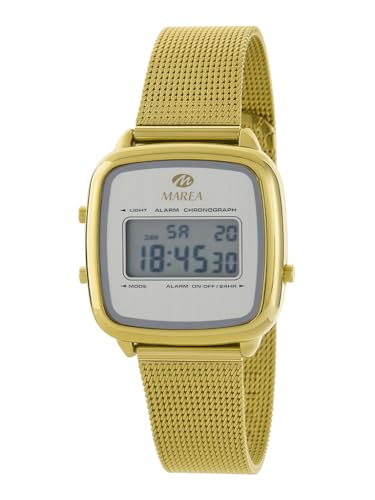 Marea B35363/4 Reloj Mujer - Digital LCD, Plateado, Caja Metal Dorado, Brazalete Acero Dorado, 3 ATM Marea B35363/4 Reloj Mujer - Digital LCD, Plateado, Caja Metal Dorado, Brazalete Acero Dorado, 3 ATM