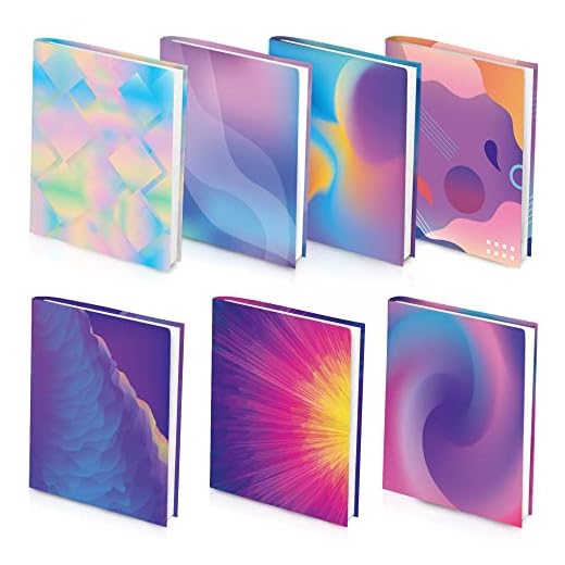 Neon Pattern Book Covers, Feela 7 Pack Stretchable Jumbo Fabric Book Covers, Washable Durable Reusable Nylon Book Covers, for Hardcover Textbooks Notebooks up to 9”x11”