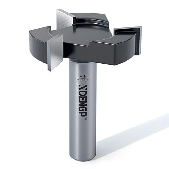 CNC Spoilboard Surfacing Planer Router Bit 1/2 Inch Shank, 2-Inch Cutting Diameter, Slab Flattening Bottom Cleaning Wood Planing Leveling Router Face Mill Carbide Tipped Bit  3 Wings