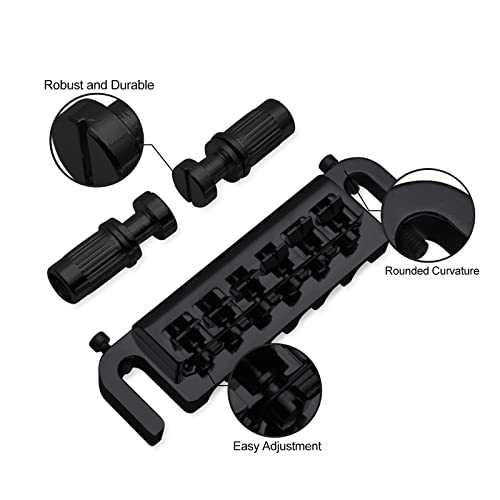 Saphue Wraparound Bridge Tailpiece Intonatable Combo Bridge Tailpiece For Solid-Body Electric Guitar (Black) #TOP1