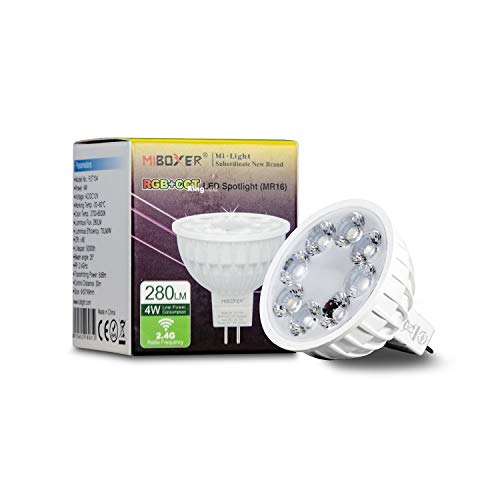 Kingled - MiBoxer FUT104 LED-Scheinwerfer MR16 4 W AC/DC 12 V 280 lm RGB + CCT 2,4 GHz RF Mi Light® Cod 2209 Cover