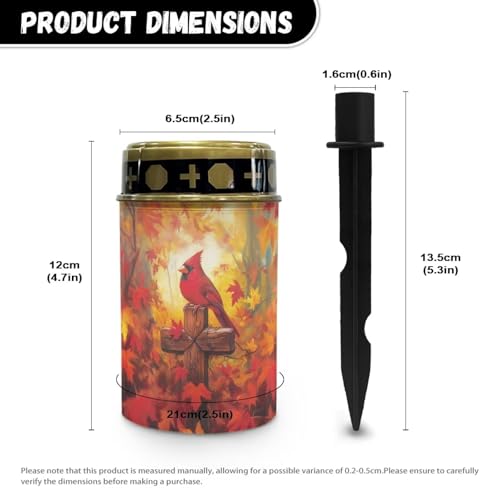 Image of Poceacles Cardinal Cross Maple Leaf Solar Outdoor Lights Solar Grave Candle Solar Cemetery Candles LED Automatic Flameless Candles Cemetery Outdoor Solar Lights for Loss of Dad, Set of 4