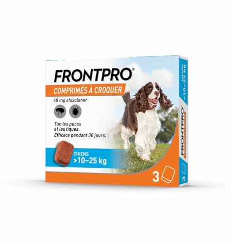 Frontline Frontpro antiparasitaire Grand Chien 10-25kg Puces et Tiques x3 comprimés