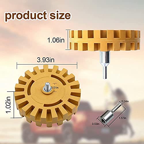 Dualshine Decal Remover Eraser Wheel, Rubber Wheel Decal Remover Car Sticker Remover Tool Rubber Decal Eraser Wheel Adhesive Remover 4”Pad With Drill Adapter Kit #TOP2