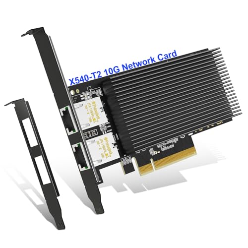 10Gb Dual LAN Base-T PCI-e Network Card, Intel X540 Controller, NICGIGA 10Gbps Ethernet Adapter, 2 * 10Gbe RJ45 Port, 10G NIC Card, Support Windows/Windows Server/Linux/Vmware/ESX