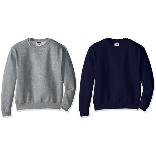 Jerzees Youth Fleece Crew Sweatshirt, Oxford, X-Large with Jnavy, XL