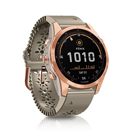 SumRioo QuickFit 20mm Bracelet pour Garmin Fenix 7S Pro Solar/Fenix 7S, Motif de Fleurs Creuses en Silicone Sangle Bande Sport Remplacement pour Garmin Fenix 6S/Fenix 6S Pro/Fenix 5S Plus - Kaki