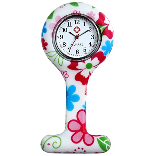 Montre à Gousset Infirmière TRIXES | Quartz Précis, Boîtier Silicone Lavable | Broche Violette