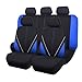 Flying Banner Universal atmungsaktive Netzstoff-Autositzbezüge, komplettes Set Airbag-kompatible Kissen Schutz (Schwarz und Blau)