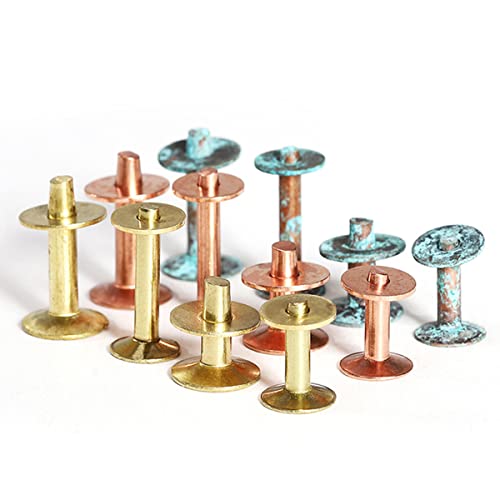 Wuta 83Pcs, Copper Rivets And Burrs, Solid Brass Rust-Proof Studs Leather Copper Rivet For Leather Pure Copper Rivet Setting Tool For Belts Wallets Collars Leather Diy Craft Supplies 4 Sizes (Brass) #TOP5