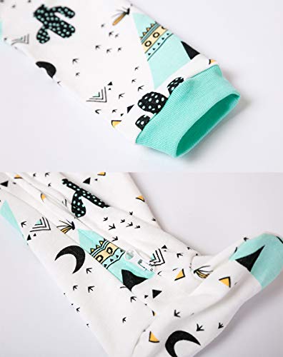 Junneng Newborn Baby Cotton Footies Romper Pajamas Infant Long Sleeve Cartoon Cactus Printed Sleeper One Piece,Cactus,9-12 Months #TOP5