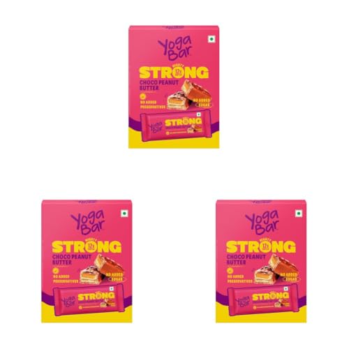 Image of Yogabar Strong Choco Peanut Butter Protein Bars(Pack of 18), 12g Protein, No Added Sugar, No Preservatives