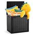Quictent 30 Gallon Outdoor Deck Box, Resin Waterproof Lockable Storage Box for Patio Cushions, Garden Tools, Pool Accessories, Weatherproof Outdoor Storage Container (Black)