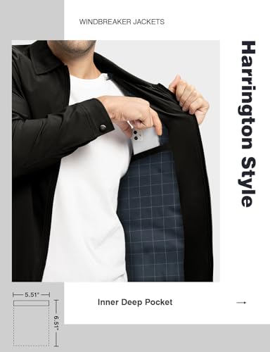 Image of TBMPOY Mens Lightweight Jackets Light Windbreaker Full Zip Casual Work Jacket Golf Business Fall Track Coat with Pockets
