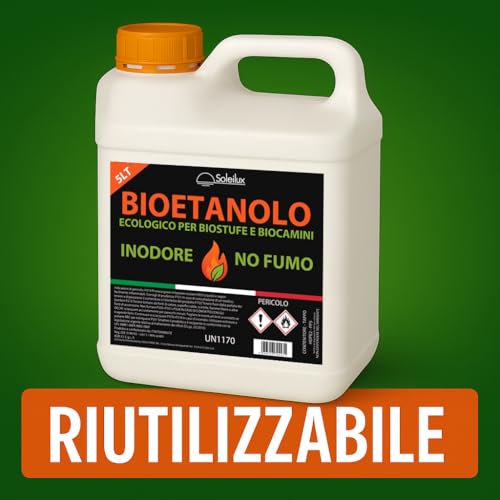 Soleilux 100LT Bioetanolo Combustibile Per Stufe Bio 20 Taniche Da 5Lt - Inodore No Fumo Naturale No Zolfo - 4