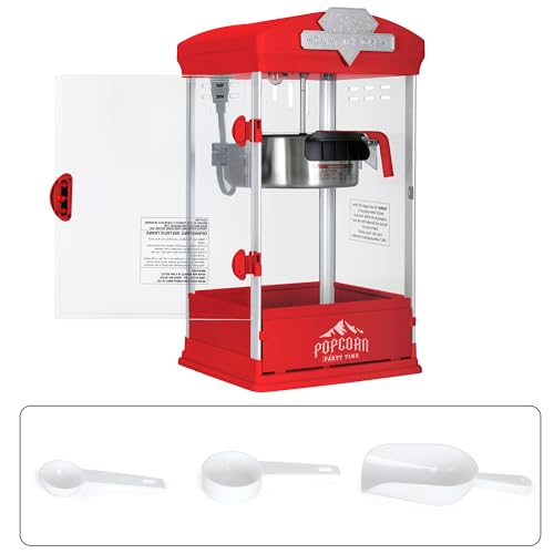 Image of 8 Oz Popcorn Machine Maker, Countertop Pop Corn Machine, Tabletop Popcorn Machine Makes Up to 32 Cups, Movie Theater Popcorn Popper Machine with Stainless-Steel Kettle for Home Family, 300 W, Red