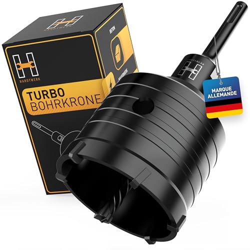 HARDTWERK Couronne de forage turbo 68 mm SDS Plus [dents XXL] – Foret à boîte résistant aux chocs pour prises de courant dans la maçonnerie, la pierre, le béton, la construction sèche – Foret de
