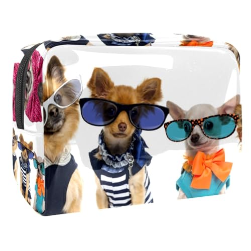 Trousse à maquillage chien avec double fermeture éclair pour voyage