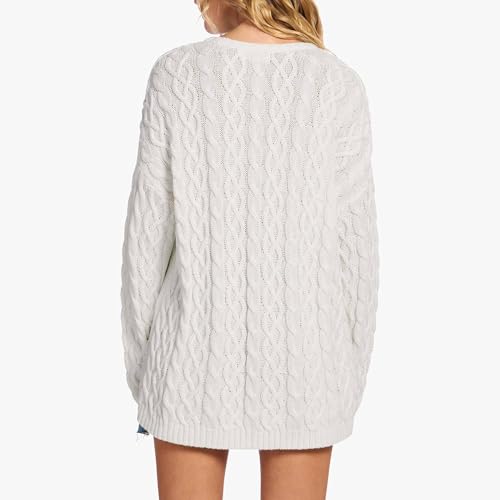 Slouchy Sweaters for Women Crew Neck Long Sleeve Chunky Pullover Cable Knit Tops Oversized Sweater2