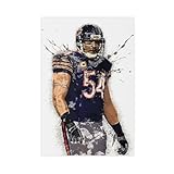 Brian Urlacher Classic Star Posters 1 Canvas Poster Wall Art Decor Print Picture Paintings for Living Room Bedroom Decoration Unframe-style 12' L X 18' W