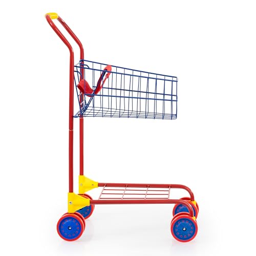Bayer Design: Shopping Cart - Red & Blue - Grocery Pretend Play Toy, Spacious Basket Holds Toys & Dolls, Lightweight, Dual Wheels, Toddler-Kids 18mo+
