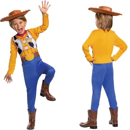 Disney Official Classic Woody Costume for Kids includes Woody Hat Kids Cowboy Costume Woody Fancy Dress Up Outfit Toy Story Costume World Book Day Costumes for Boys M