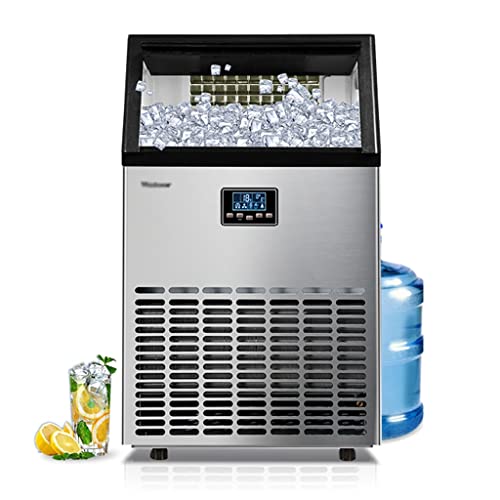 GUINJO Kommerzielle Eismaschine, 165 lbs/24 Std, 45 Würfel/Zyklus, Eisgrößenkontrolle, 24 Std. Timer, freistehende… – Bild 3