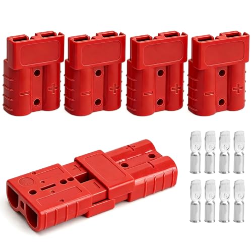 4 Stück 50A 600V Akku Anderson Stecker Batterie Verbinder, Steckverbinder Schnellanschluss Batterie Quick Connect Schnelltrennstecker Batterieanschluss Hochstromstecker für Wohnmobil Solar Auto