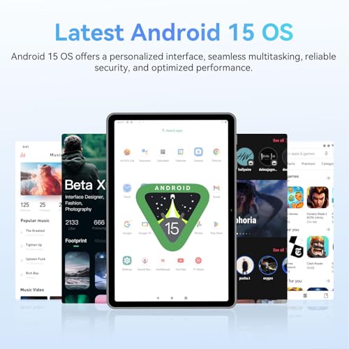 Image of ECOPAD Android 15 Tablet, 10.1 Inch Tablets with Octa-core Processor,HD IPS Screen, 12GB RAM+128GB ROM, Support 1TB Expansion, Dual Band WiFi, BT 5.0,18W Fast Charge and Long-Lasting Battery,Black