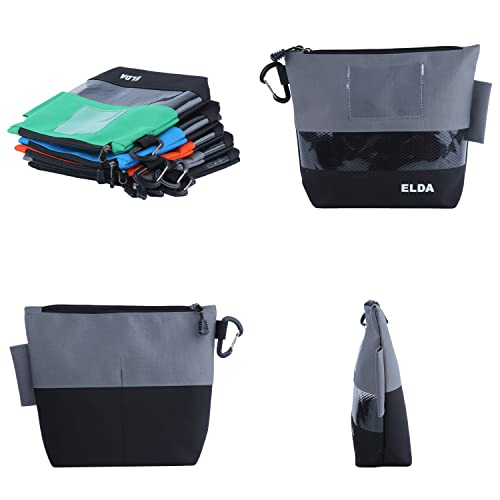 Elda Stand-Up Tool Pouch Zipper Bag Organizer With Carabiner,Waterproof Heavy Duty Multi-Purposed Clip On Pouches With Zipper And Tunnel Connect Storage Bag,5 Pack #TOP1