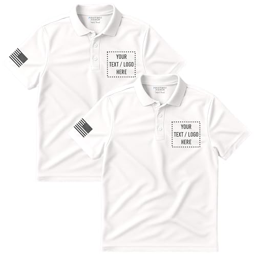 2 Pack Custom Golf Polo Shirt for Men, Customized Polo Shirts, Short Sleeve Collared Mens Apparel, Golf Work Office White - Main Image