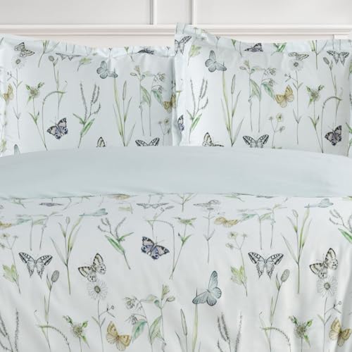 Majestic Giftware Madison Linen 4-Piece 44" Twin Size Bedding Set (BL501-44T-4-4pc Set), Seagate Spring - Aqua 300 Thread Count Cotton Sateen | 1 Fitted Sheet, 1 Duvet, 2 Pillowcases