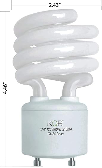 KOR GU24 Base CFL Bulbs, 23W 100W Equivalent, 2700K Soft White, 4-Pack