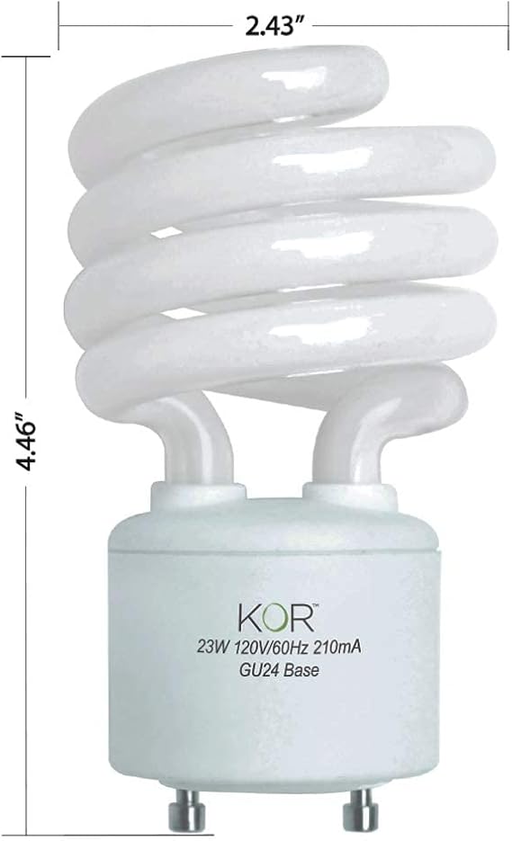 KOR GU24 Base CFL Bulbs, 23W 100W Equivalent, 2700K Soft White, 4-Pack