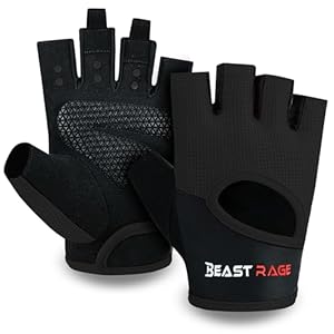 BEAST RAGE Workout Gloves for Men & Women – Fingerless Gym Gloves with Palm Protection, Breathable & Lightweight for Weightlifting, Cycling & Pull Up
