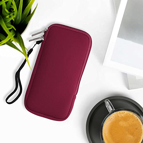 Kwmobile Neoprene Phone Pouch Size Xxl - 7" - Universal Cell Sleeve Mobile Bag With Zipper, Wrist Strap - Red #TOP1