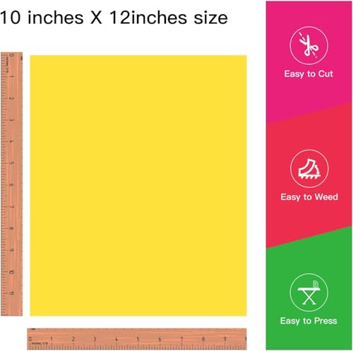 Image of JANDJPACKAGING Heat Transfer Vinyl HTV for T-Shirts 12 inchx10 inch 10 Pack Iron on Vinyl (Sun Yellow)