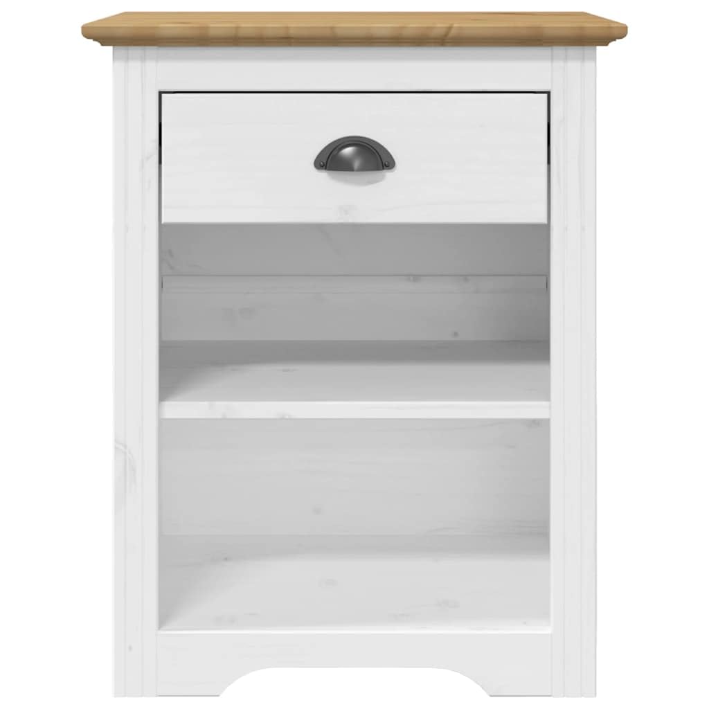 Table de chevet étroite gain de place en pin marron BODO