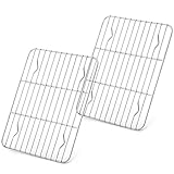 E-far Small Baking Rack Set of 2, Stainless Steel Metal Roasting Cooking Racks, Size – 8.6'x6.2', Non Toxic & Rust Free, Fit for Small Toaster Oven, Dishwasher Safe
