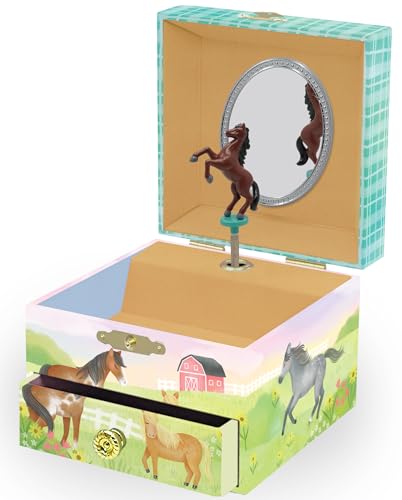 Imagen de Giggle & Honey® Joyero Musical para Niñas de Cavalla con Espejo y Cajón Caja de Música Infantil Caballo