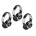 3 Pack of Two Channel Folding Adjustable Universal Rear Entertainment System Infrared Headphones with 3 48" 3.5mm Auxiliary Cords Wireless IR DVD Player Head Phones Car TV Video Audio Listening