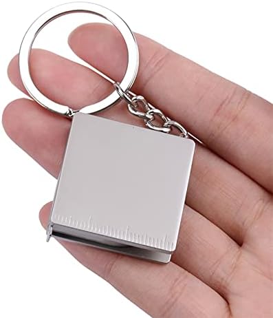 ARFUKA Keyring Retractable Ruler Tape Pendant Keychain Metal Pull Ruler Measuring Tools Key Ring Christmas Birthday Gift Key Chain for Men and Women Silver - Image 5