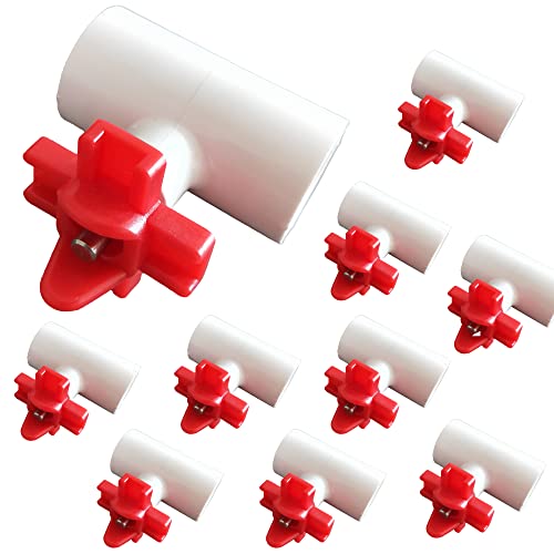 Vandancoop 10Pcs Horizontal Water Nipples With Drill Bit And 12 Pcs 1/8" X1/2" X1/2" Pvc Tee Fittings #TOP5