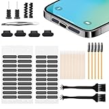 ➢ ➢ 【Emballage inclus kit nettoyage prise usb c】 Vous recevrez 20 * filets anti-poussière pour petits haut-parleurs, 20 * filets anti-poussière pour grands haut-parleurs, 2 * capuchons anti-poussière pour prise casque 3,5 mm, 2 * capuchons anti-poussière pour appareils de type C, 2 * capuchons anti-poussière pour Appareils iPhone, 50 * tampons de nettoyage fins, 5 * brosses à poils doux, 2 * brosses plates, 1 * pince à épiler, 2 * protecteurs de câble.