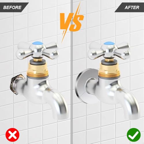 COMVASTARS 4Stück Edelstahl Rosetten Abdeckung Selbstklebende Dekorative Abdeckung Für Wasserhähne Geteilter Flansch,Wasserhahn-Abdeckung,Bekorative Abdeckungen Für Rohre,ID 53mm/OD 140mmRund(Silber)