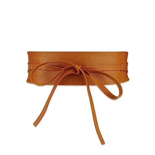 Women Faux Leather Waist Belt, Gold Belts for Women Dresses, Fashion Wrap Around Obi Belt