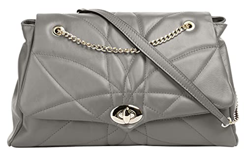 Cluty Umhängetasche echt Leder Damen | Made in Italy | Elegante Schultertasche mit Kettendetails | Crossbody Bag mit Drehverschluss | 021205